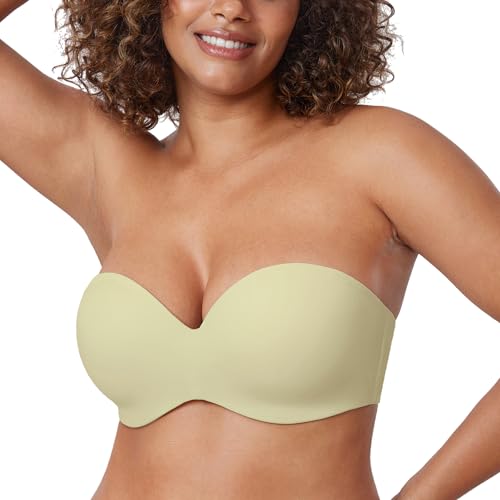 DELIMIRA Damen Trägerloser BH Große Brüste Bügel Tshirt BH mit Geformte Cups Multiway Seeschaum Grün 75F von DELIMIRA