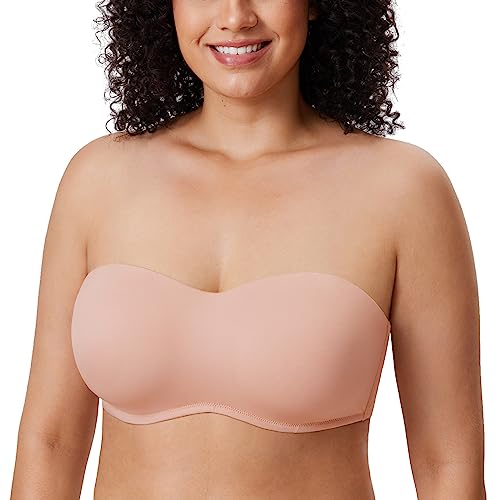 DELIMIRA Damen Trägerloser BH T-Shirt mit Bügel Große Größen ohne Einlagen Blush Beige 105C von DELIMIRA