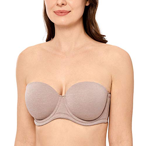 DELIMIRA Damen Trägerloser BH mit bügel Große Größen Seamless Dirndl BH mit Geformte Cups Cameo Heather 70F von DELIMIRA