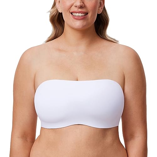 DELIMIRA Damen Trägerloser Bandeau BH Große Größen Ungefüttert BHS mit Bügel und Abnehmbaren Trägern Weiss 85F DELIMIRA Damen Trägerloser Bandeau BH Große Größen Ungefüttert BHS mit Bügel und Abnehmbaren Trägern Weiss 85F von DELIMIRA