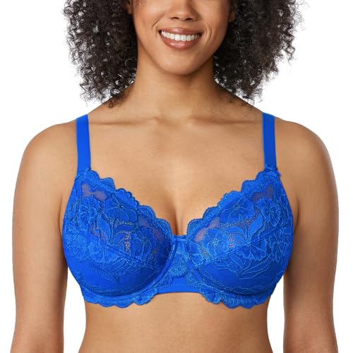 DELIMIRA Damen Vollschalen BH - ungefütterte Spitze Tüll Cup,mit Bügel Funkelndes Blau 85B DELIMIRA Damen Vollschalen BH - ungefütterte Spitze Tüll Cup,mit Bügel Funkelndes Blau 85B von DELIMIRA