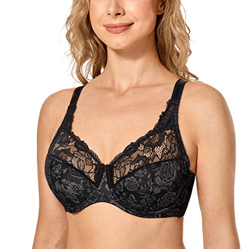 DELIMIRA Damen Minimizer BH Ohne Einlagen Mit Spitze Mit Bügel Große Größen Geheime Rose 80E von DELIMIRA