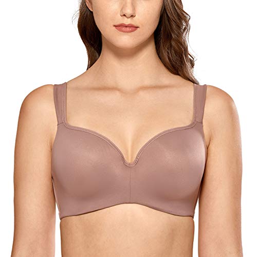 DELIMIRA Damen T-Shirt BH mit Bügel Nahtloser Große Größen Gepolstert Mochaccino 100C von DELIMIRA