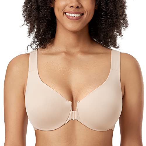 DELIMIRA Damen Vorderverschluss BH - Vollschalen,Mit Bügel,Ohne Einlagen Beige 75G von DELIMIRA