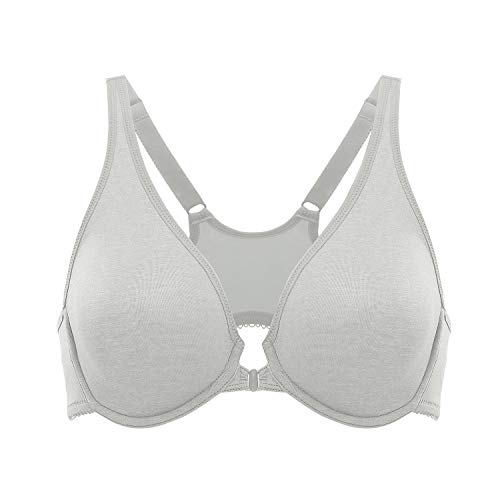 DELIMIRA Damen Vorderverschluss BH - mit Bügel ohne Gepolsterte Nahtlose Komfortabel Graue Heide 80B von DELIMIRA