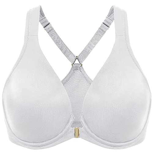 DELIMIRA Damen Vorderverschluss Racerback BH Grosse Grössen Bügel BHS Tiefer Ausschnitt Ungefüttert Vollschalen French Grey 105F DELIMIRA Damen Vorderverschluss Racerback BH Grosse Grössen Bügel BHS Tiefer Ausschnitt Ungefüttert Vollschalen French Grey 105F von DELIMIRA