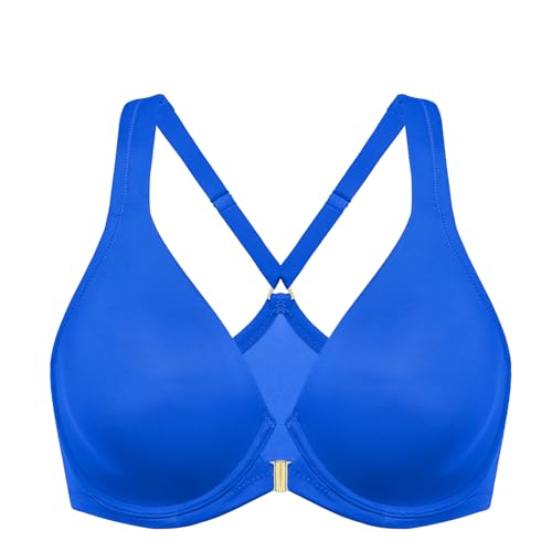 DELIMIRA Damen Vorderverschluss Racerback BH Grosse Grössen Bügel BHS Tiefer Ausschnitt Ungefüttert Vollschalen Funkelndes Blau 90C DELIMIRA Damen Vorderverschluss Racerback BH Grosse Grössen Bügel BHS Tiefer Ausschnitt Ungefüttert Vollschalen Funkelndes Blau 90C von DELIMIRA