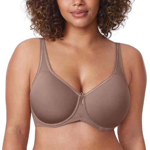 DELIMIRA Damen mit Bügel Nahtlose Vollschalen T-Shirt BH Gepolstert Große Größen Braun Lila 70G von DELIMIRA