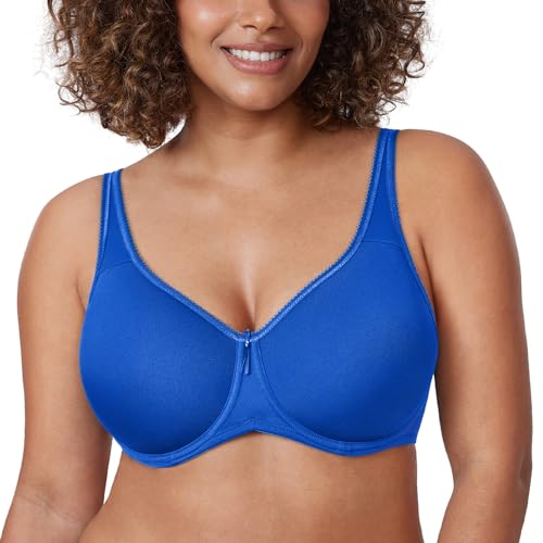 DELIMIRA Damen mit Bügel Nahtlose Vollschalen T-Shirt BH Gepolstert Große Größen Funkelndes Blau 90G von DELIMIRA