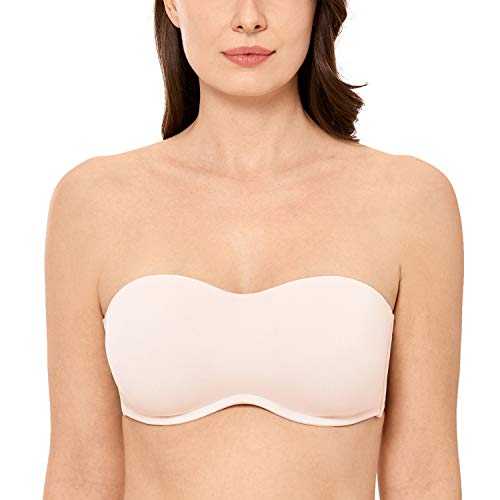 DELIMIRA Damen Trägerloser BH T-Shirt mit Bügel Große Größen ohne Einlagen Rose White 80D von DELIMIRA