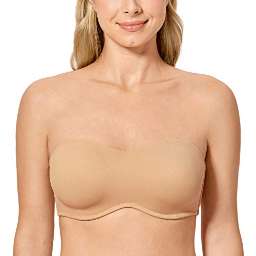 DELIMIRA Damen Trägerloser BH T-Shirt mit Bügel Große Größen ohne Einlagen Taupe 70G von DELIMIRA