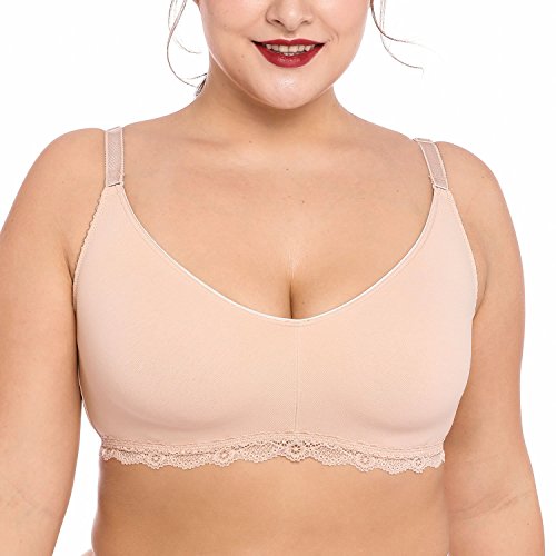 DELIMIRA Soft Vollschalen BH mit Spitze - Baumwolle,Ohne Bügel,Ohne Einlagen Beige 95F von DELIMIRA