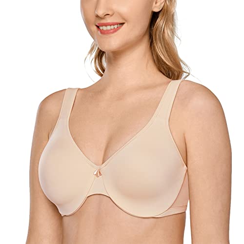 Delimira Damen Große Größen BH - Vollschalen mit Bügel Klassischer Minimizer BH Beige 85C(38C) von DELIMIRA