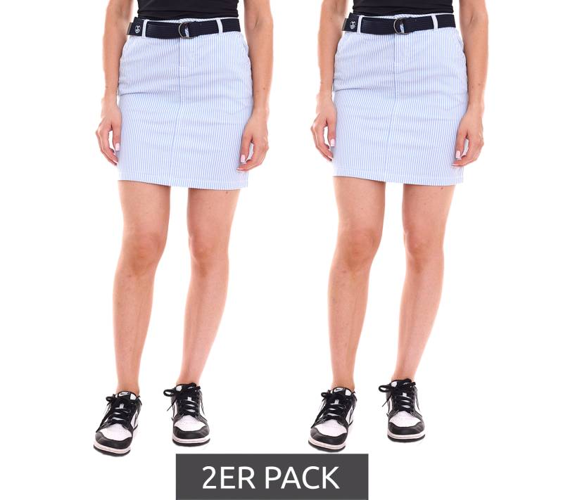 2er Pack DELMAO Damen knielanger Rock im Streifen-Look Sommer-Rock mit Gürtel 98653165 Blau/Weiß von DELMAO