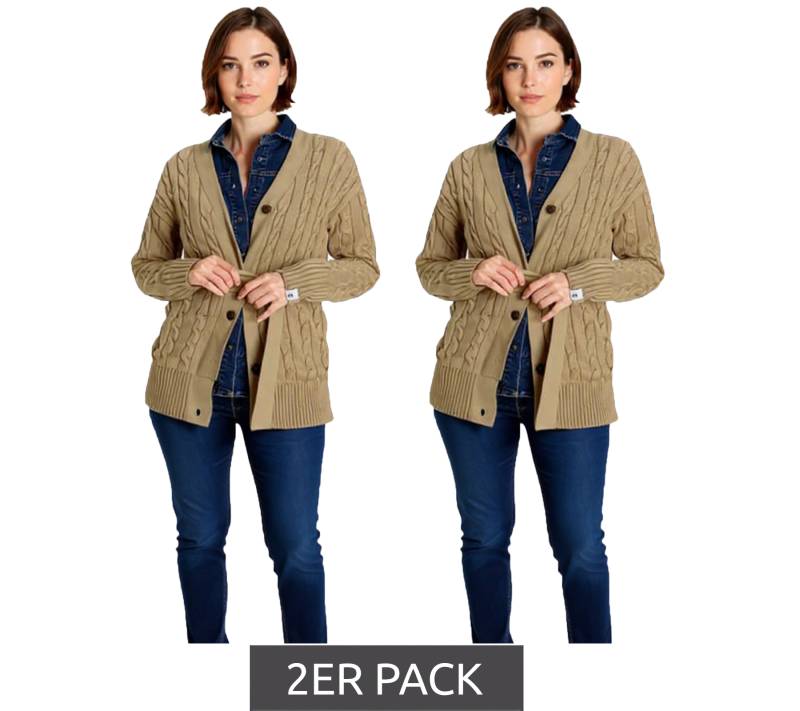 2er Sparpack DELMAO Damen Strick-Jacke zeitlose Jacke mit Zopfstrickmuster und Bindeband 82380451 Dunkelbeige 2er Sparpack DELMAO Damen Strick-Jacke zeitlose Jacke mit Zopfstrickmuster und Bindeband 82380451 Dunkelbeige von DELMAO