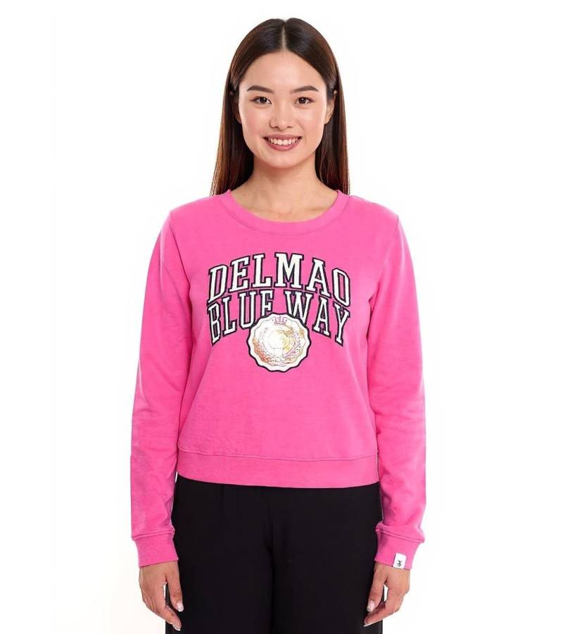 DELMAO Cropped Sweater verkürzt geschnittener Damen Baumwoll-Pullover 42556633 Pink von DELMAO