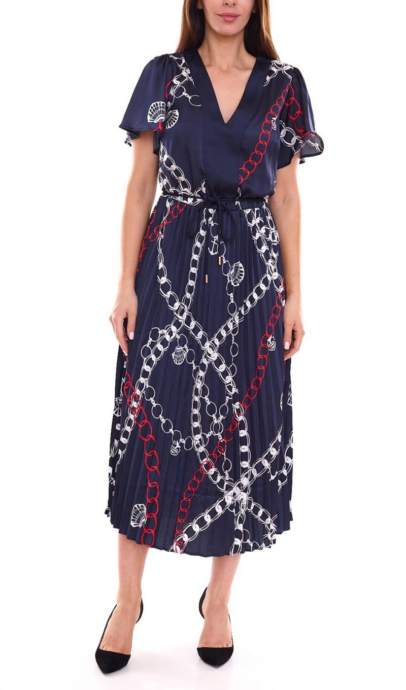 DELMAO Damen Maxi-Kleid stylisches Sommer-Kleid mit Allover-Muster 65542222 Navy von DELMAO