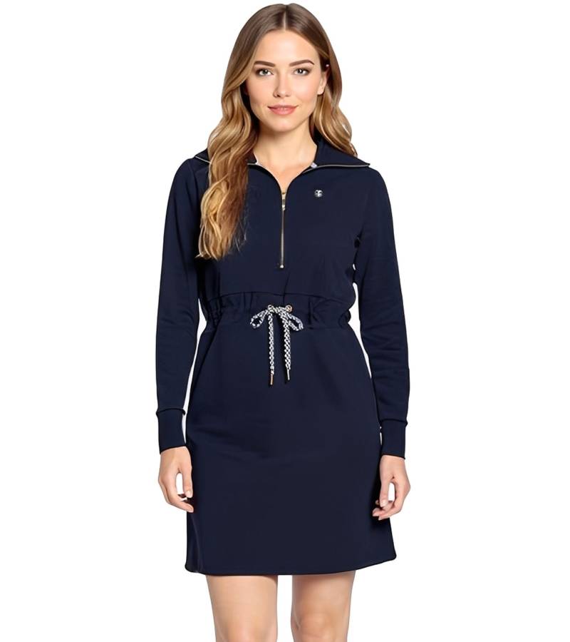 DELMAO Damen Mini-Kleid Sweat-Kleid langärmliges Baumwoll-Kleid 24305512 Blau von DELMAO