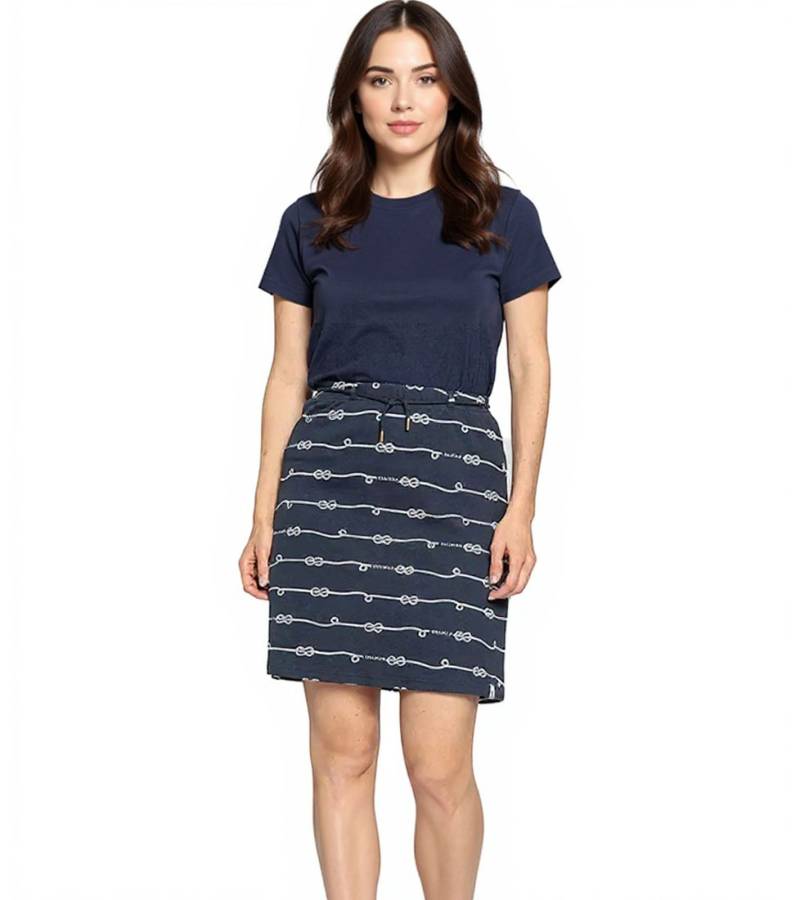 DELMAO Damen Mini-Rock nachhaltiger Sommer-Rock aus reiner Baumwolle 60074927 Dunkelblau von DELMAO