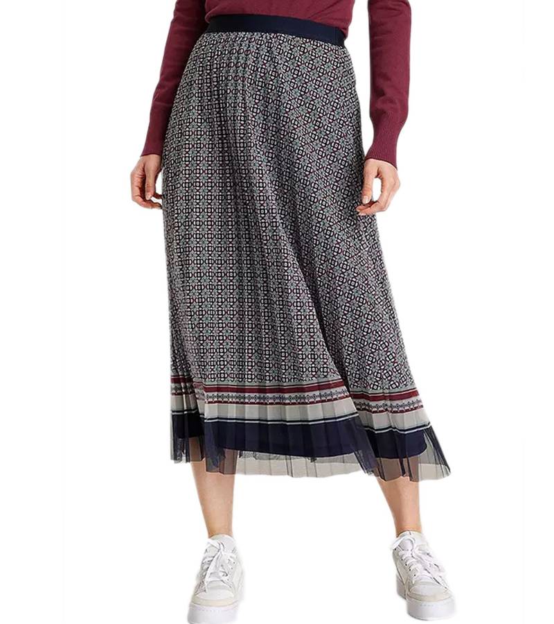 DELMAO Damen Rock stylischer Maxi-Rock Plissee-Rock mit Falten 60748663 Blau/Rot von DELMAO
