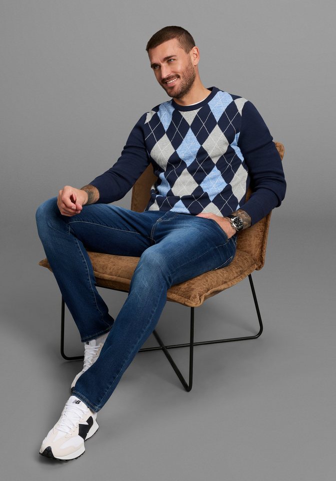 DELMAO Rundhalspullover Neue Kollektion! Modisches Highlight! Feinstrick mit Rautenmuster, ideal die Übergangszeit von DELMAO