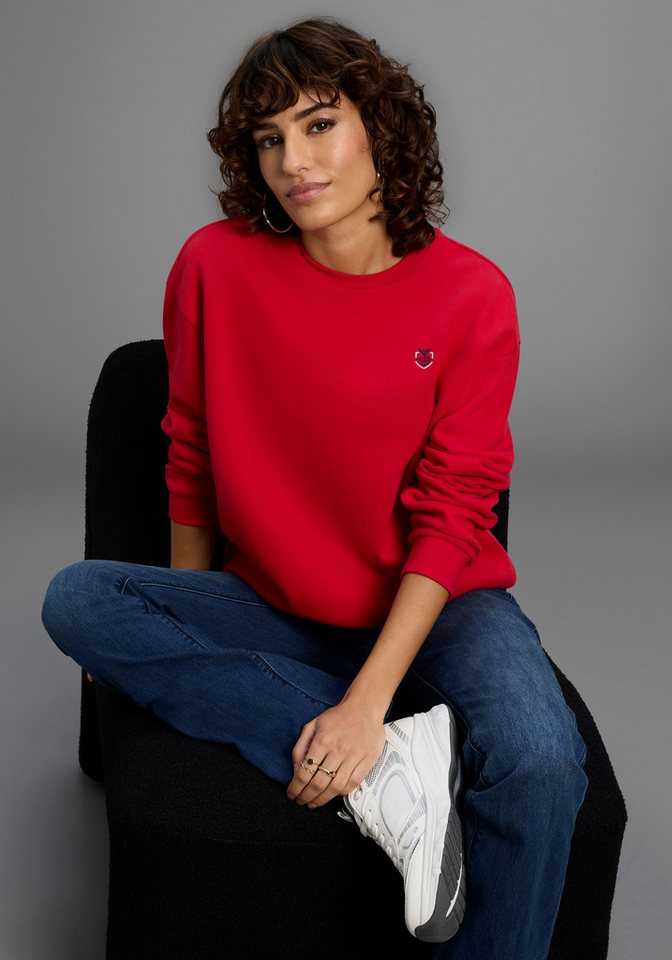 DELMAO Sweater Angeraute Baumwollmischung mit Logostickerei auf der Brust von DELMAO