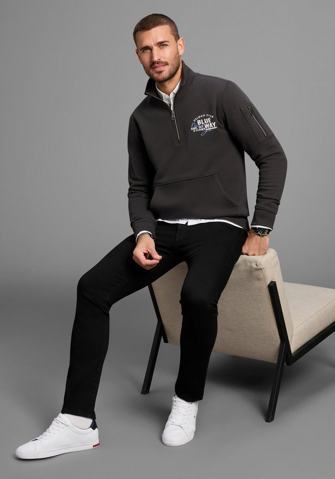DELMAO Sweatshirt Troyer mit moderner Ärmeltasche von DELMAO
