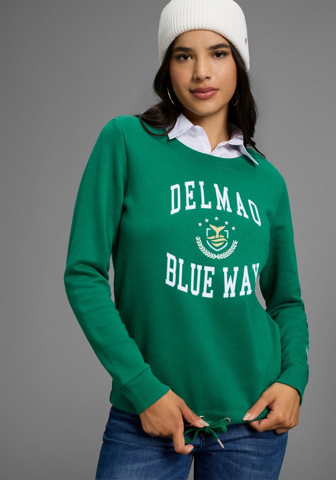 DELMAO Sweatshirt Weiche Baumwollmischung mit Print und Kordelzug am Saum von DELMAO