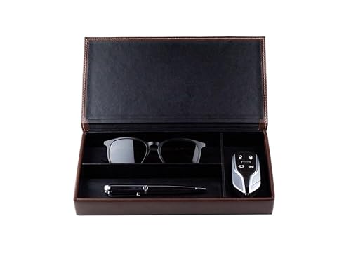 DELMON VARONE - Personalisierbarer Ablagekasten mit Deckel aus Premium Leder Vintage Anilin braun, Stiftablage für Kugelschreiber, Füller & Schreibutensilien, Schreibtisch Stifteetui mit 3 Fächer von DELMON VARONE - FINE LEATHERGOODS MADE IN GERMANY