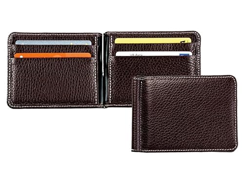 DELMON VARONE - Personalisierbares Kartenetui mit Geldklammer & RFID Schutz Premium Soft Grain Leder braun - Echtleder Portemonnaie mit 4 Kartenfächer & Geldschein Clip - Slim Fit Kreditkartenetui von DELMON VARONE - FINE LEATHERGOODS MADE IN GERMANY