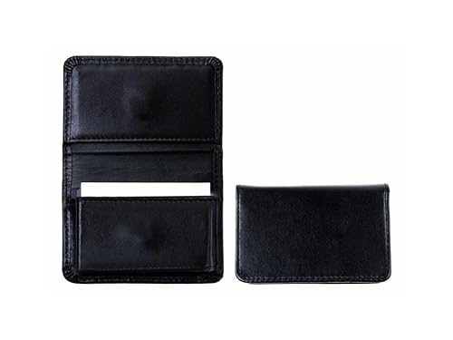 DELMON VARONE - Personalisierbares Visitenkartenetui XXL aus Premium Boxcalf Leder schwarz, Echtleder Visitenkarten Etuis mit 1 großen Faltentasche für 40-50 Karten, Kartenetui für Damen & Herren von DELMON VARONE - FINE LEATHERGOODS MADE IN GERMANY