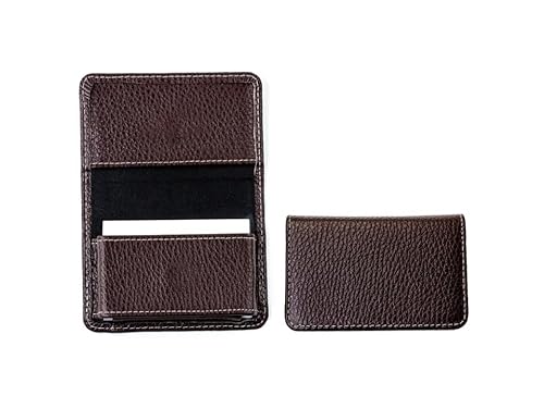 DELMON VARONE - Personalisierbares Visitenkartenetui XXL aus Premium Soft Grain Leder braun - Visitenkarten Etuis mit 1 großen Faltentasche für 40-50 Karten, Kartenetui für Damen & Herren von DELMON VARONE - FINE LEATHERGOODS MADE IN GERMANY
