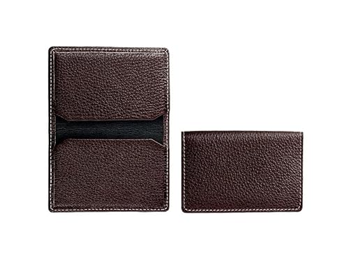 DELMON VARONE - Personalisierbares Visitenkartenetui aus Premium Soft Grain Leder braun - Echtleder Visitenkarten Etuis mit 2 flachen Steckfächern - Slim Kartenetui für Damen & Herren von DELMON VARONE - FINE LEATHERGOODS MADE IN GERMANY