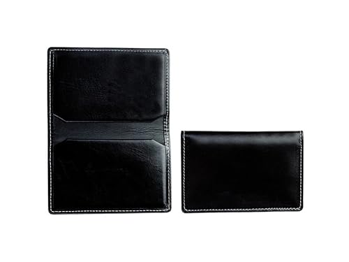 DELMON VARONE - Personalisierbares Visitenkartenetui aus Premium Vintage Anilin Leder schwarz, Elegante Echtleder Visitenkarten Etuis mit 2 flachen Steckfächern, Slim Kartenetui für Damen & Herren von DELMON VARONE - FINE LEATHERGOODS MADE IN GERMANY