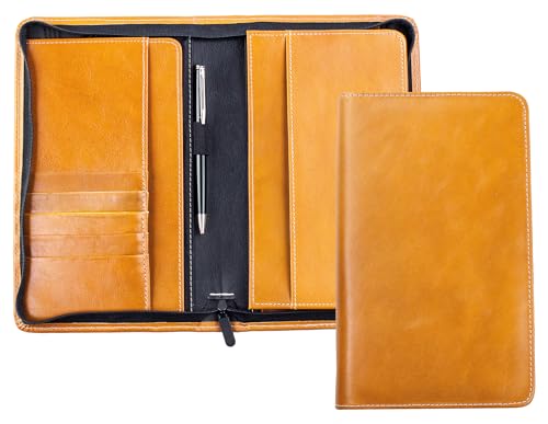 DELMON VARONE - Reisebrieftasche mit RFID Schutz & Reißverschluss Leder Braun - Reise-Organizer für Reisepass & Passport - Reise-Geldbeutel groß für Reise-Unterlagen - Reisepass-Hülle für Familie von DELMON VARONE - FINE LEATHERGOODS MADE IN GERMANY