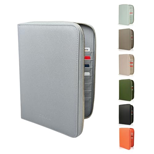 DELOA ® U-Heft, Reiseunterlagen & Mutterpasshülle Organizer - 3 in 1 Dokumententasche mit Fach für Impfpass und Reisepass in Saffiano Kunstleder (Grau) von DELOA