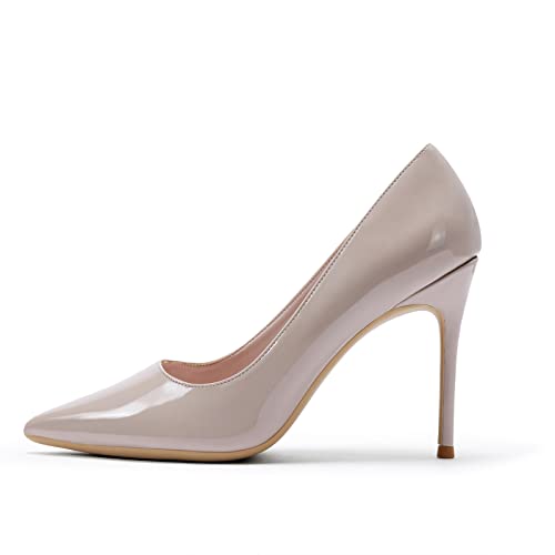 DELONIX REGIA Damen Pumps Spitze Heel Heels Sexy Based Comfort Party Hochzeit Geschäft Klassisch Stiletto Heel Beige Größe EU36 von DELONIX REGIA