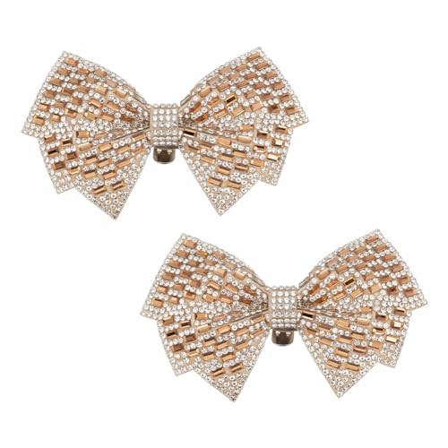 DELORIGIN 1 Paar Goldene Schuhclips Mit Schleife Schuhschnallen Mit Strasssteinen Und Schleife Für Hochzeiten Brautjungfern Abnehmbare Schuhclips Für Damen Partys High Heels Flats Pumps Basteln von DELORIGIN