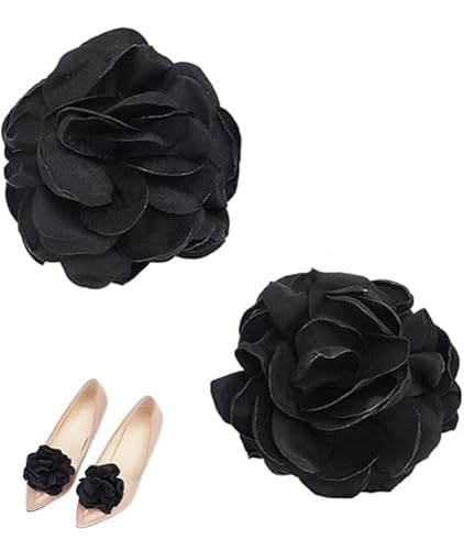 DELORIGIN 1 Paar Schwarze Blumen Schuhclips Schuhschnallen Für Hochzeiten Schuhschnallen Charm Tasche Kleidung Haarschmuck Für Frauen Haarnadel Broschen Party High Heels Flats von DELORIGIN