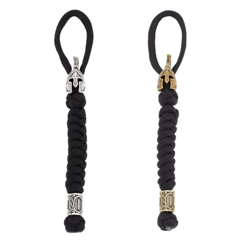 DELORIGIN 2 Stück Messer Lanyards Mit Legierungsperlen Metall Messer Kette EDC Charms Halloween Schlüsselanhänger Taktisches Lanyard Mit Riemen EDC Zubehör Für Messerschnalle Reise Auto Schlüsselbund von DELORIGIN