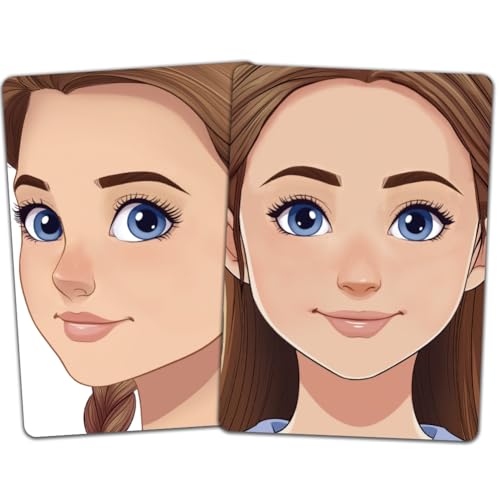 DELORIGIN 2 Stück Gesichtsbemalungs Übungsbrett Wiederverwendbares Make Up Bemalungs Übungsbrett Mal Übungsvorlage Für Make Up Anfänger (Braid Straight Hair Woman) von DELORIGIN