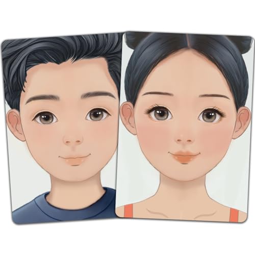 DELORIGIN 2 stücke Gesichtsmalerei Übungsbrett Wiederverwendbare Make Up Malerei Übungsbrett Malerei Übungsvorlage Für Make Up Anfänger(Mann mit schwarzen Haaren Frau) von DELORIGIN