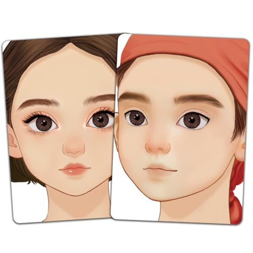 DELORIGIN 2 Stück Gesichtsbemalungs Übungsbrett Wiederverwendbares Make Up Bemalungs Übungsbrett Mal Übungsvorlage Für Make Up Anfänger (Kurze Haare Frau Kopftuch Mann) von DELORIGIN