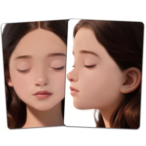 DELORIGIN 2 x Übungstafel Zum Schminken. Wiederverwendbare A4 Make Up Vorlage Trainingstool Für Bühnen Festival Und Karnevals Make Up Für Anfänger (Braune lockige Haare Geschlossenen Augen) von DELORIGIN