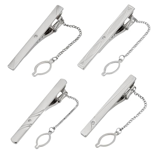 DELORIGIN 4 Teiliges Krawattenklammer Set Für Herren 4 Stile Krawattennadel Geschenk Für Männer Krawattennadeln Und Clips Krawatte Hochzeit Business Clip Bar Clip Pinch Set Für Krawatten Vater von DELORIGIN