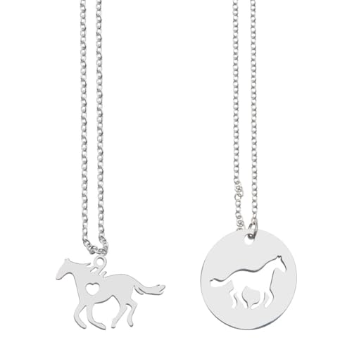 DELORIGIN 6 Pferdeanhänger 2 Stile Halskette Mit Pferdeanhängern Aus Edelstahl Mit 6 Ketten Zierlicher Pferdeanhänger Für Schmuck Für Frauen Und Männer Pferdeliebhaber von DELORIGIN