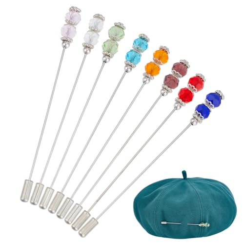 DELORIGIN 8 STÜCK Hut Vintage Sicherheitsnadeln 3.8 Zoll Perlen Stick Anstecknadel Messing Langer Griff Pin Zubehör Für Krawatte Schal Abzeichen Hüte Anzüge Broschen Dekorativ von DELORIGIN