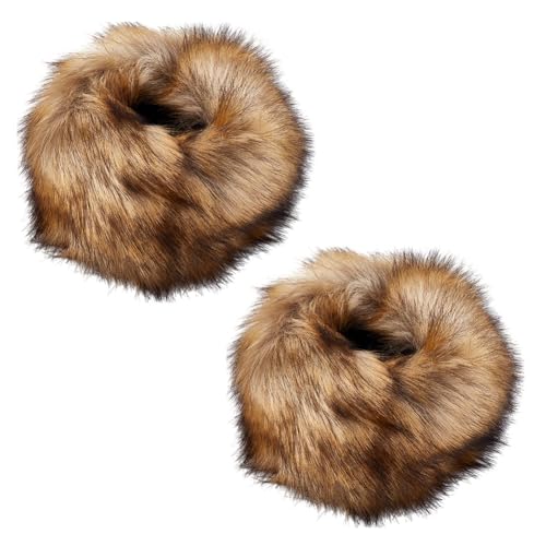 DELORIGIN Kunstpelz Armband Kunstpelz Winter Armstulpen Manschetten Weiche Flauschige Feder Handgelenktasche Damen Fellstulpen Für Damen Kleidung Cosplay Weihnachtsdeko Accessoires Oliven von DELORIGIN