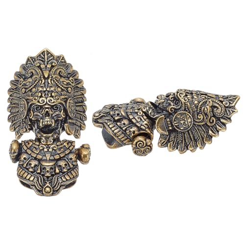 DELORIGIN Messer Lanyard Perle Messing EDC Charms Halloween Anhänger Antike Lanyard Spacer Perlen Tribal Chief Head Perle Anhänger Charms Zubehör Für Reißverschluss Schlüsselanhänger Schmuck Armband von DELORIGIN