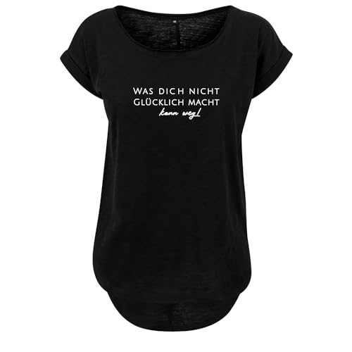 Hakuna Matata Design Damen Long Back Tshirt lässiges Shirt hinterer Schnitt länger Top 3XL Schwarz (B36-200-3XL-Schwarz) von DELUNO